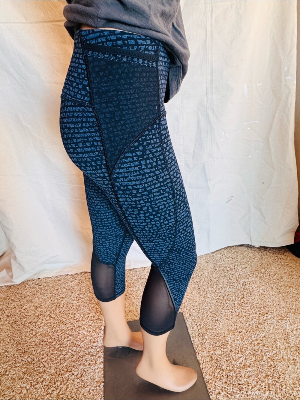 Black Patterned Cropped Active Skirt with Mesh Inset LuluLemon
